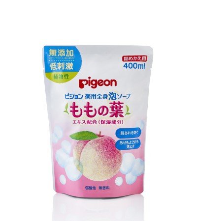 鸽子宝宝身体泡沫肥皂（桃叶）400Ml，重新填充